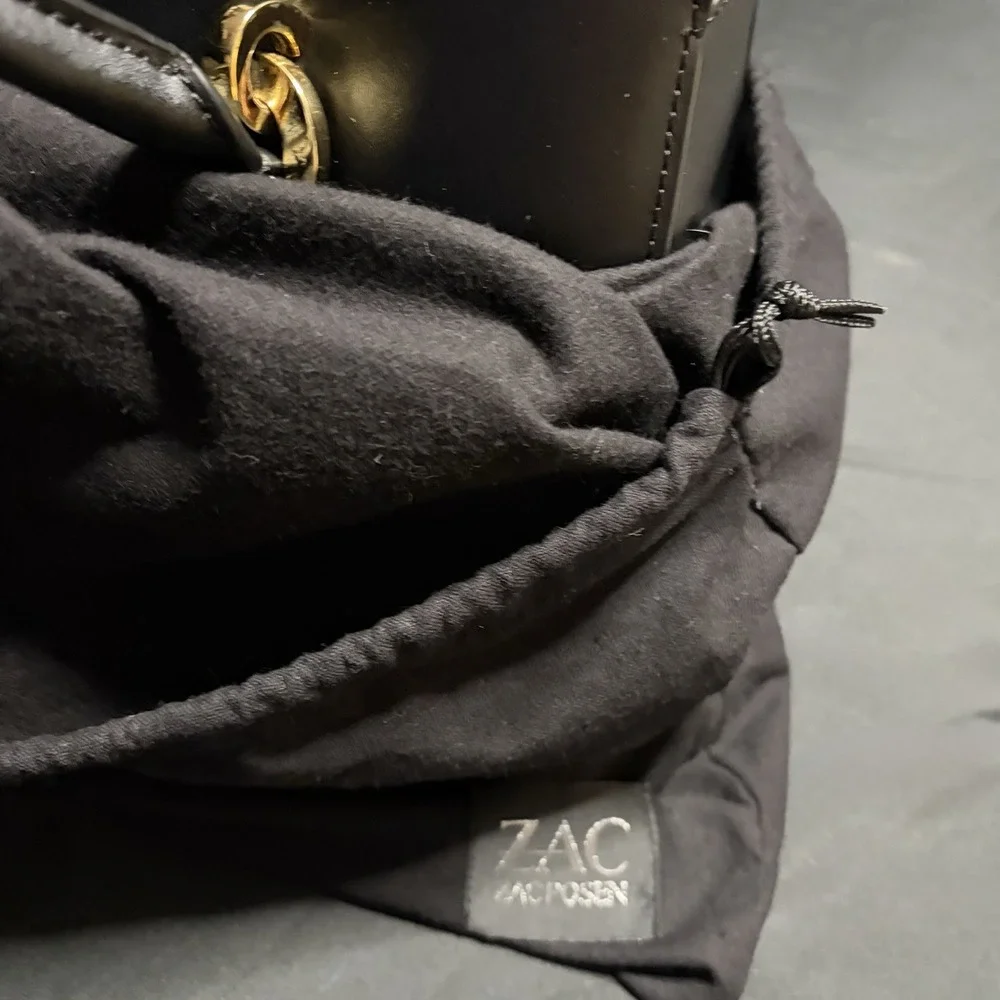 ZAC Zac Posen Eartha Black Leather Satchel Crossbody Bag Gold Dust Bag